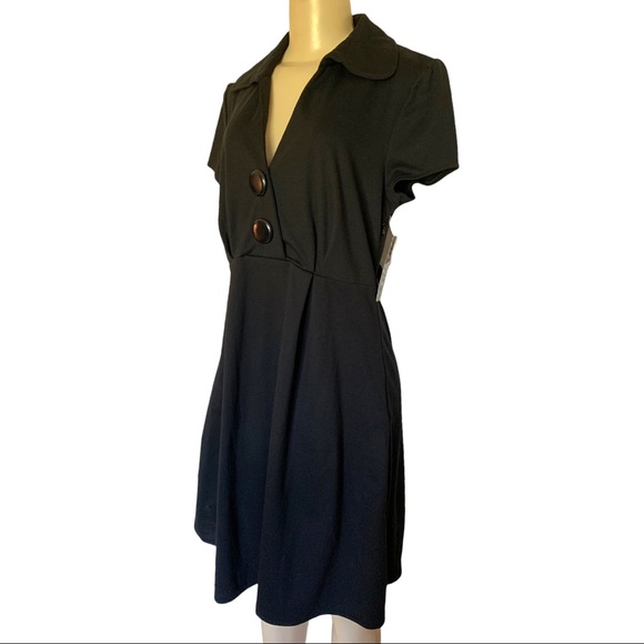 NWT Love Culture Fit & Flare Plunge V-Neck Button Detail Midi Career Dress SM - Picture 6 of 11